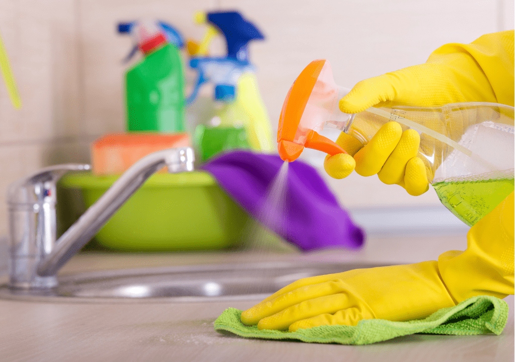 Cabinet care with a microfiber cloth