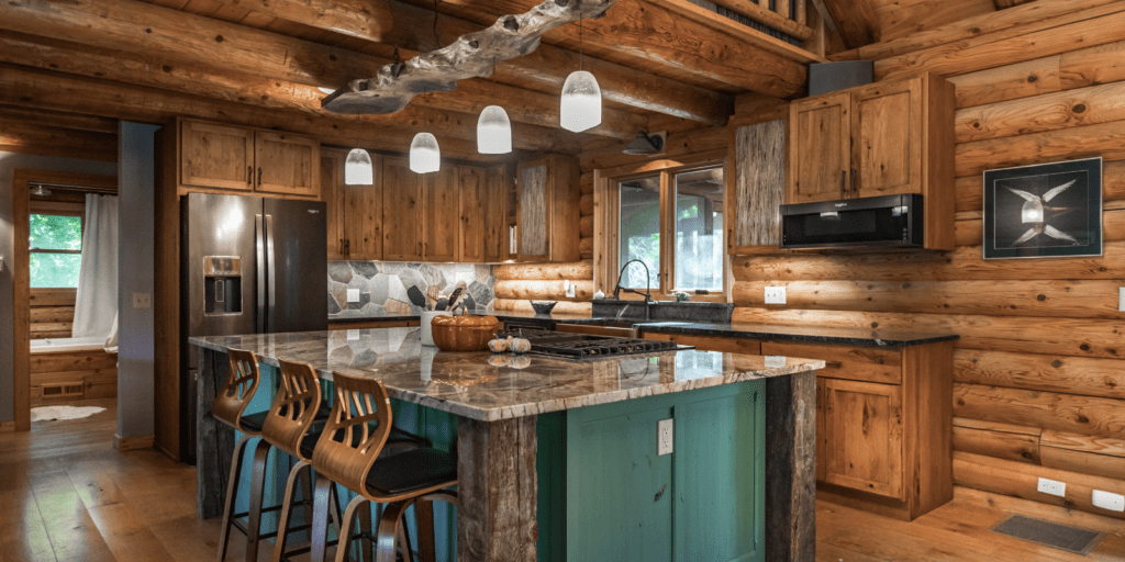 Rustic kitchen with lots of wood