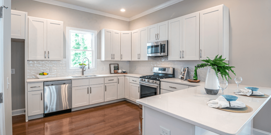 U-Shaped All-White Kitchen