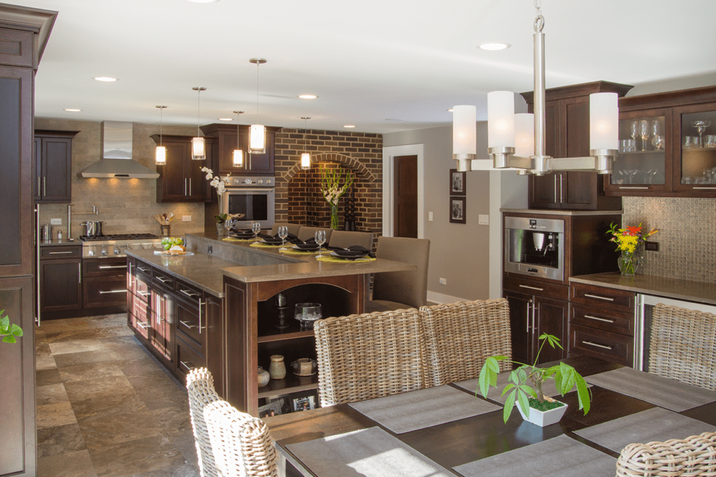 traditional open concept kitchen