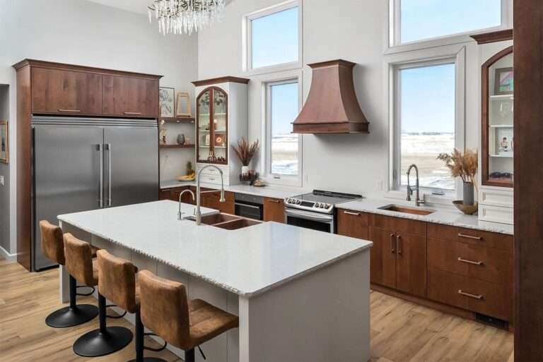 warm brown kitchen cabinets organic design