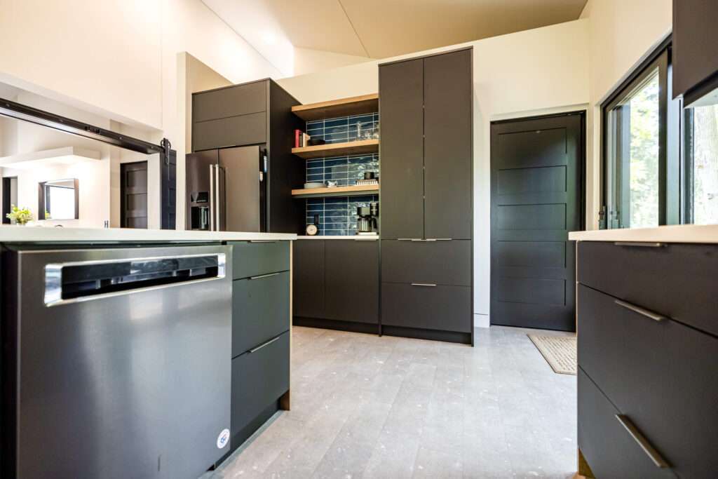 contemporary black kitchen cabinets