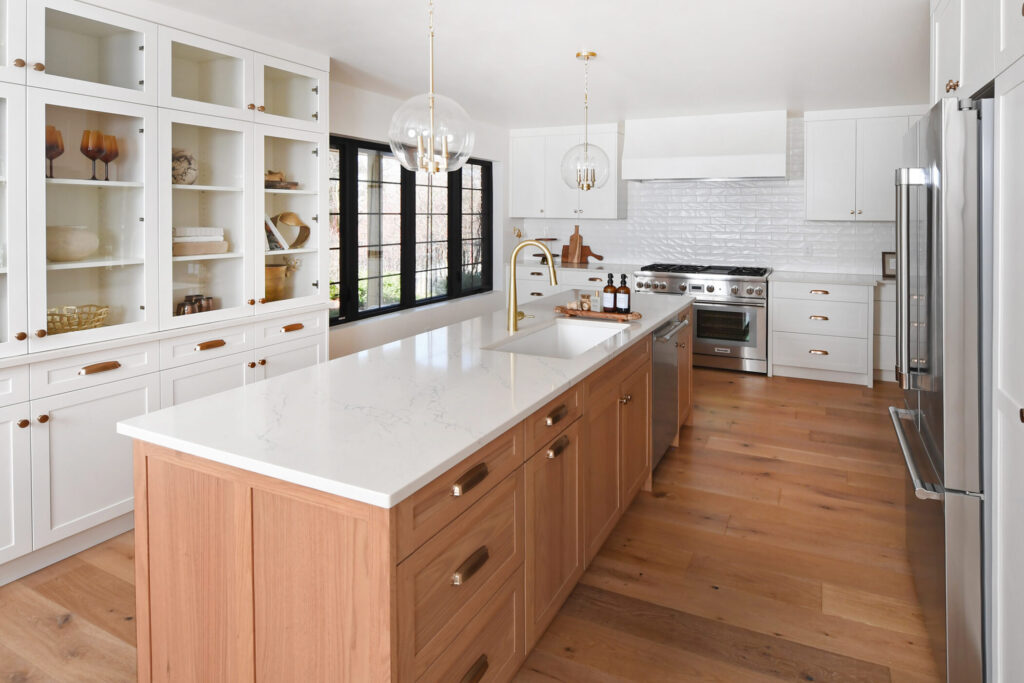 modernize oak cabinets with white countertops