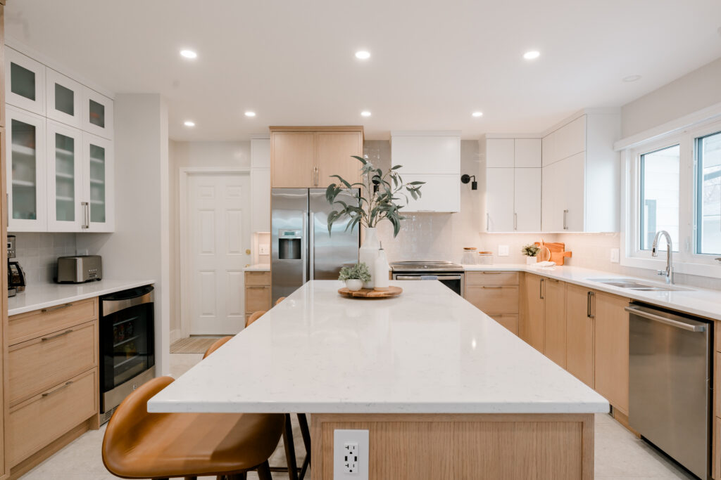 transitional kitchen for 2026 with wood cabinets