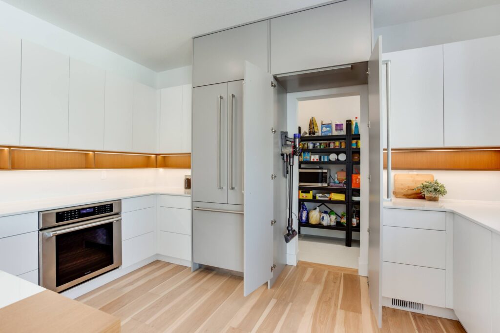 full height built in cabinets with built in appliances