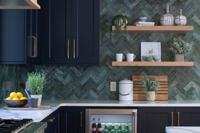 A closer look at Designing A Penthouse With Floating Shelves And Kitchen Area
