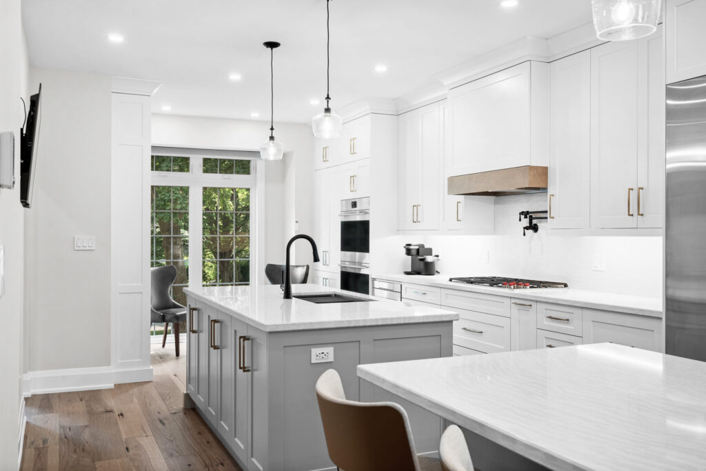 grey and white kitchen