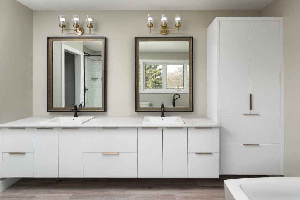 white bathroom cabinets