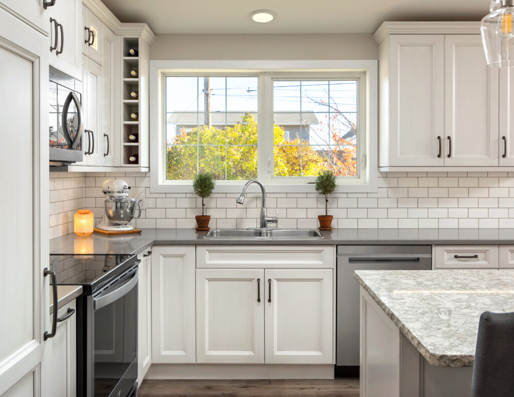 kitchen with subway tile backsplash