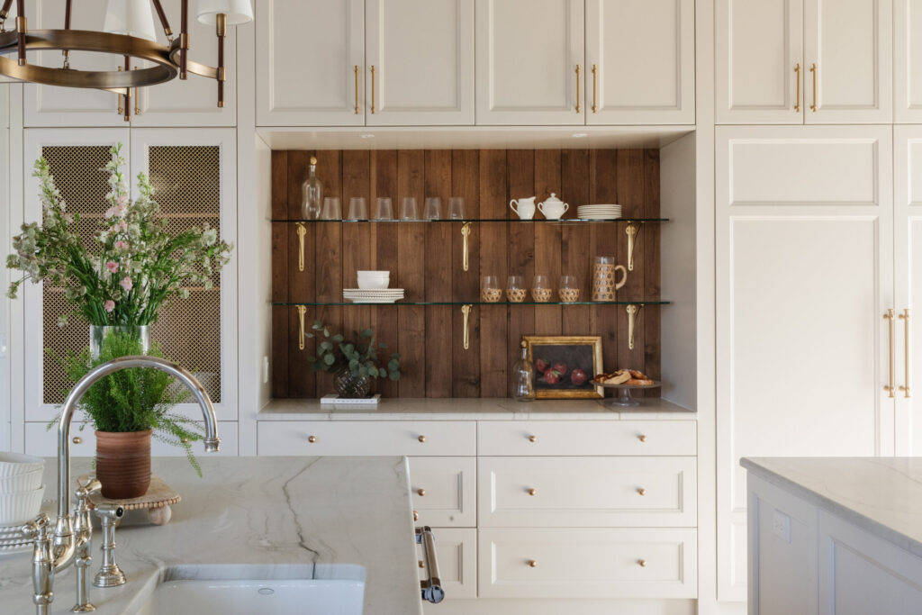 white cabinets with gold hardware