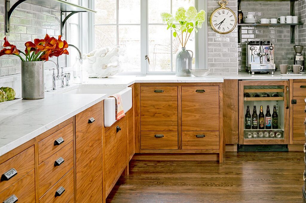 Oak Cabinets with White Countertops