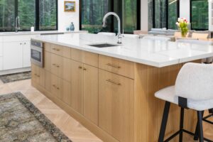 Oak Cabinets with White Countertops