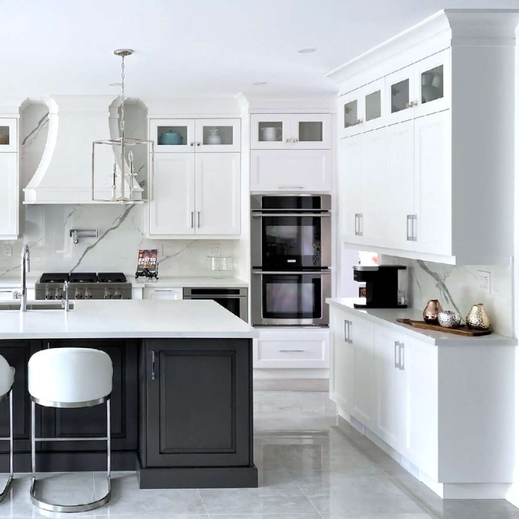 white cabinets with nickel hardware