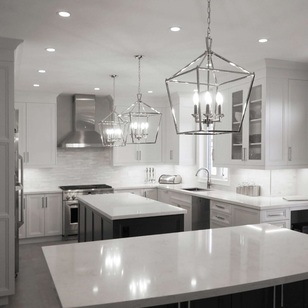 white cabinets with nickel hardware