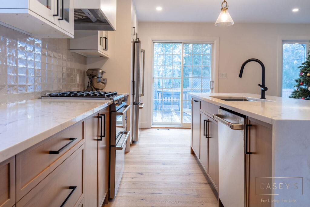 white and wood cabinets