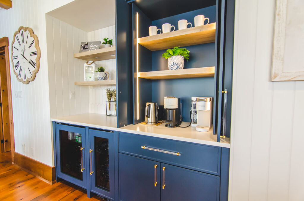 navy blue cabinets with gold hardware