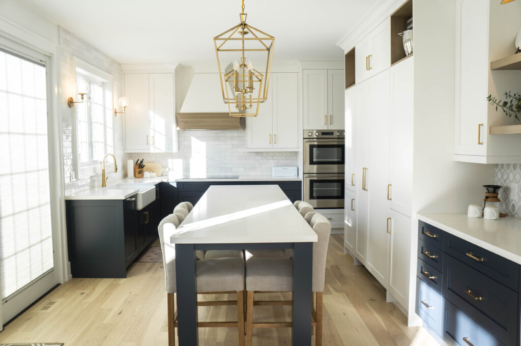 navy blue cabinets with gold hardware