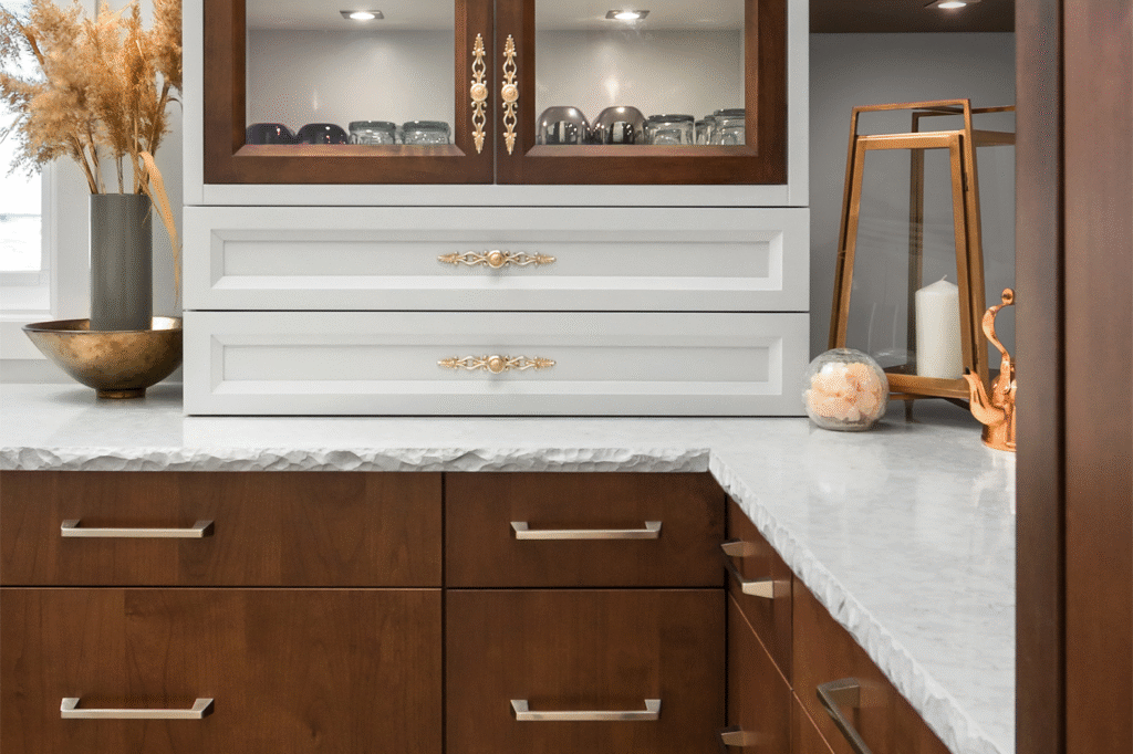 wood cabinets with wood hardware