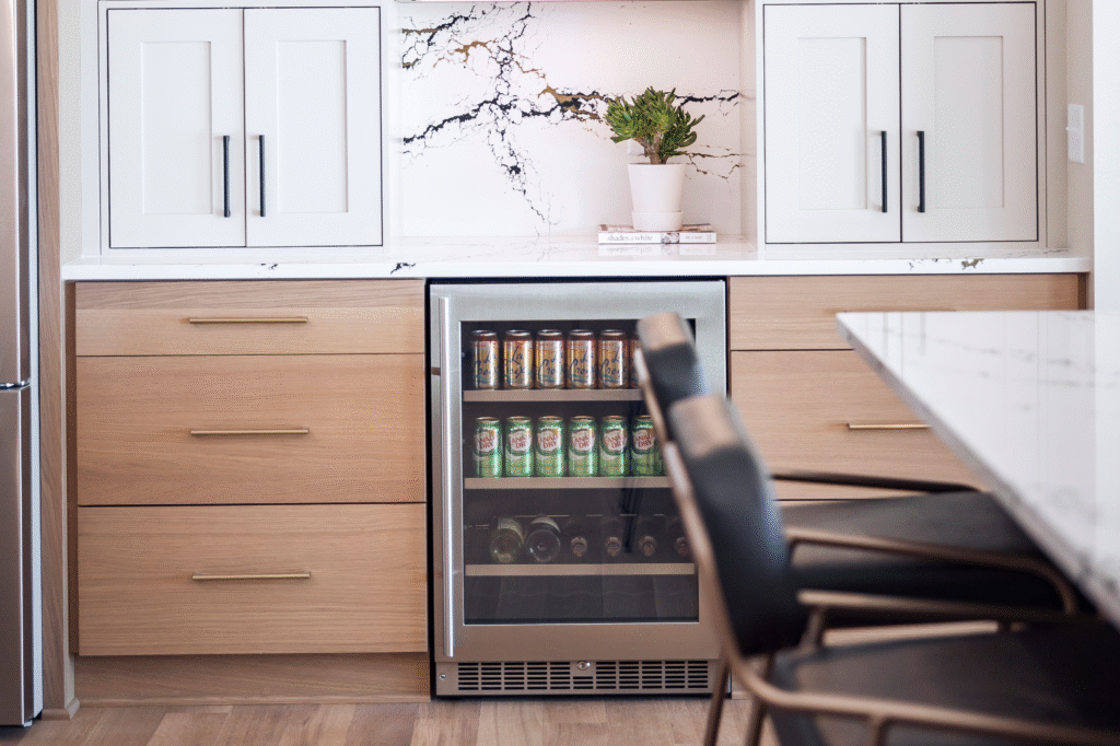 Wood Cabinets with Gold Hardware