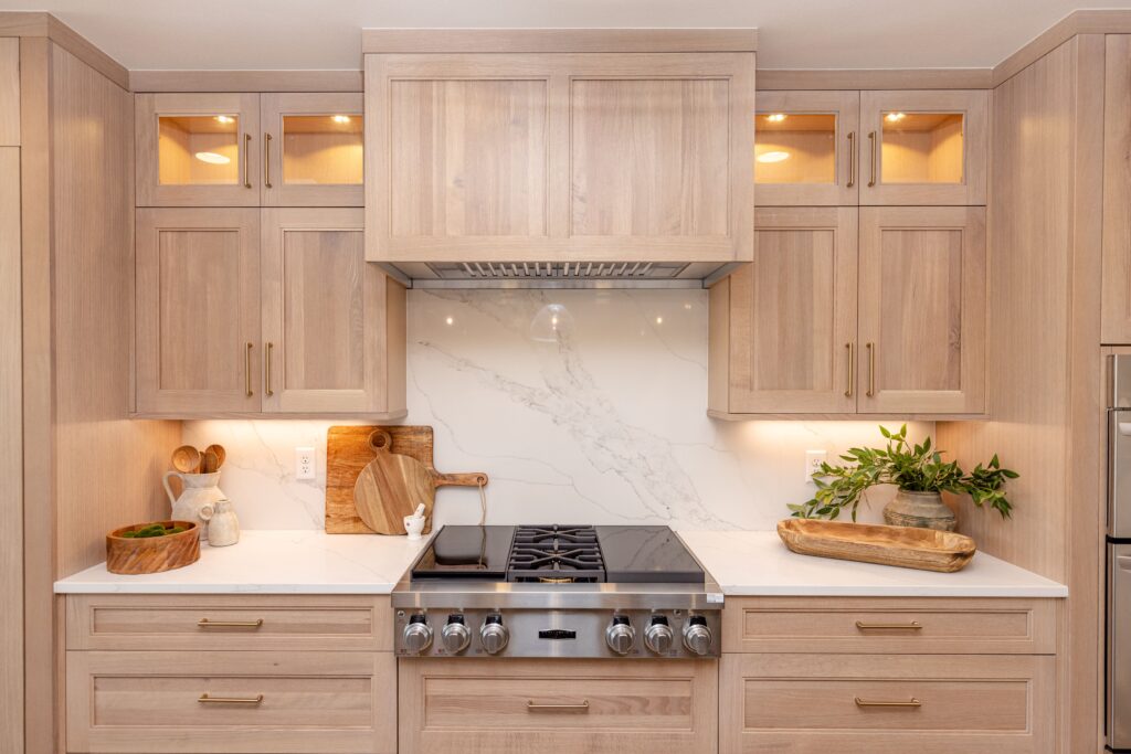 Wood Cabinets with Gold Hardware