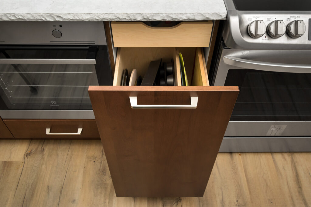 Wood Cabinets with Gold Hardware