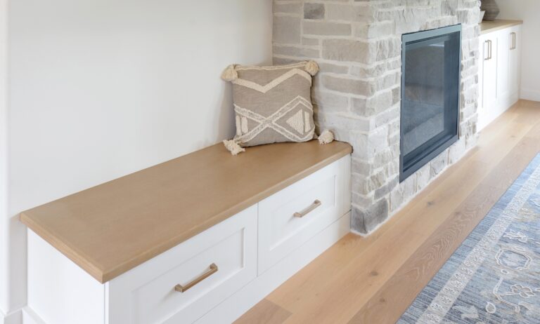 reading nook with custom cabinets