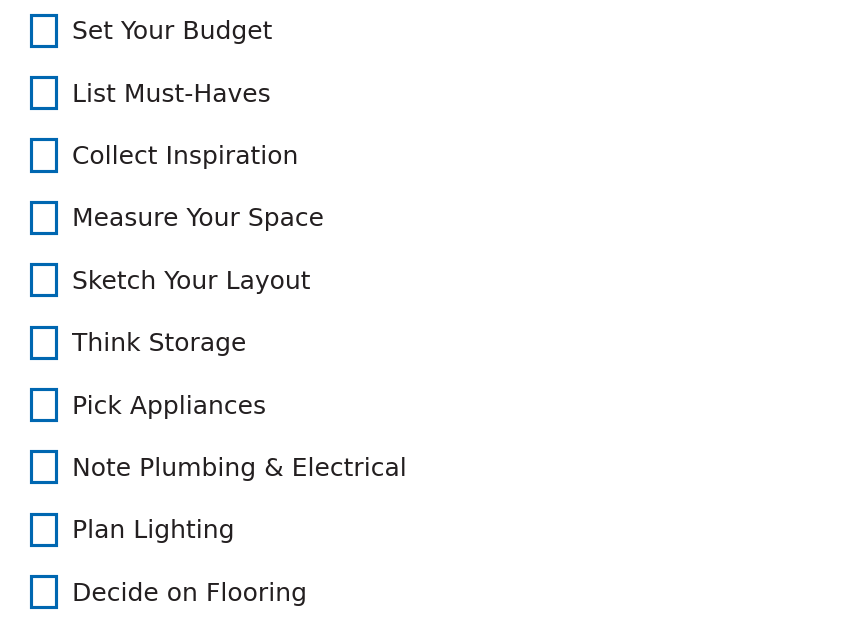 kitchen remodel checklist
