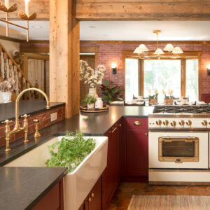 Ranch Kitchen in dark red wine colour