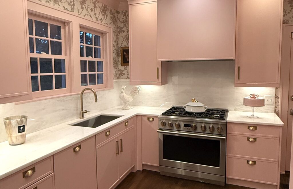 pink kitchen cabinets