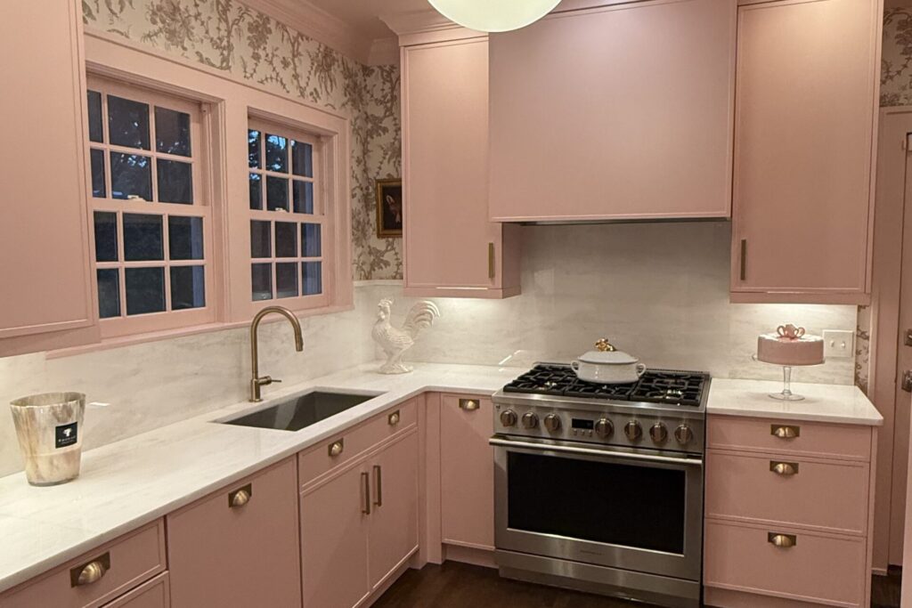 pink kitchen cabinets