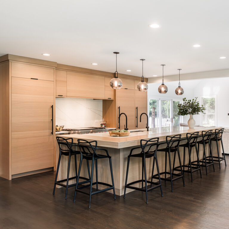 Modern kitchen makeover in White Rift Oak, Loft colour