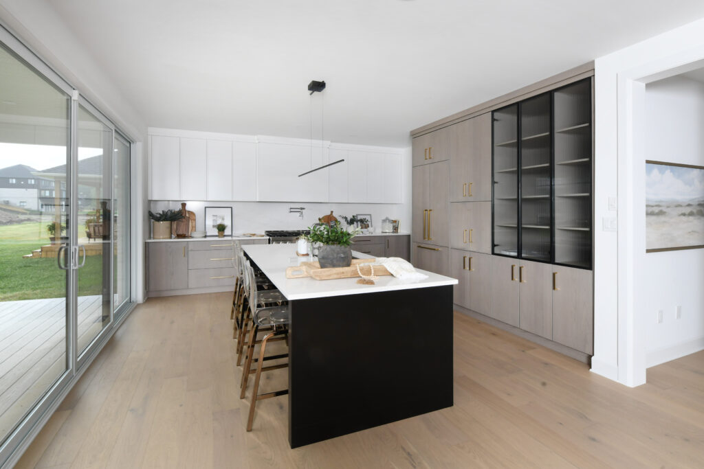 Black and Wood Kitchen Cabinets