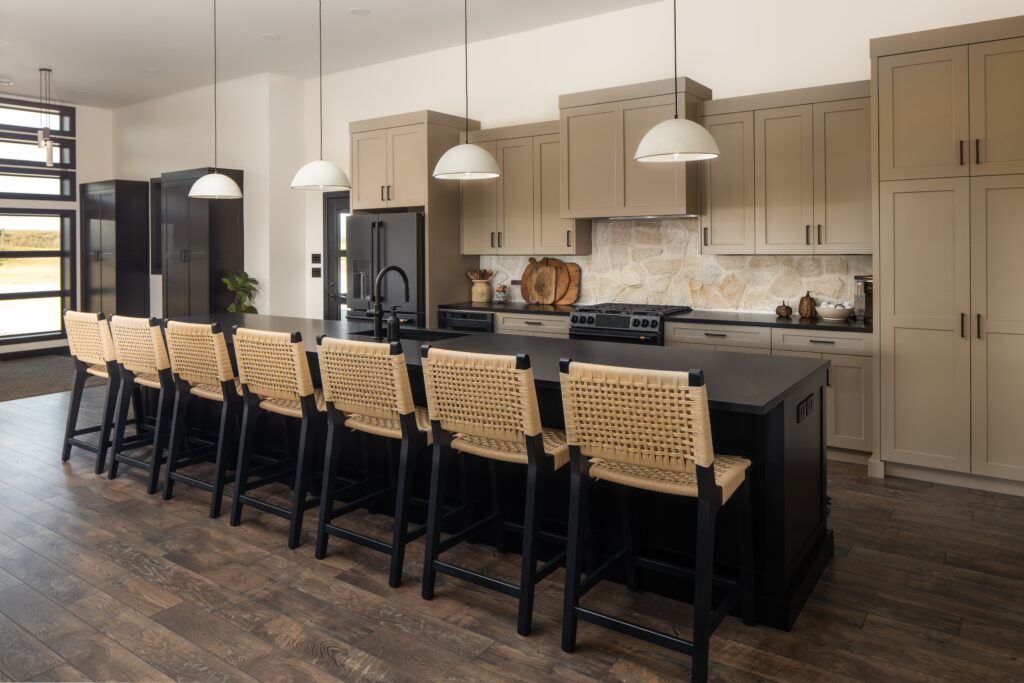 Black and Wood Kitchen Cabinets
