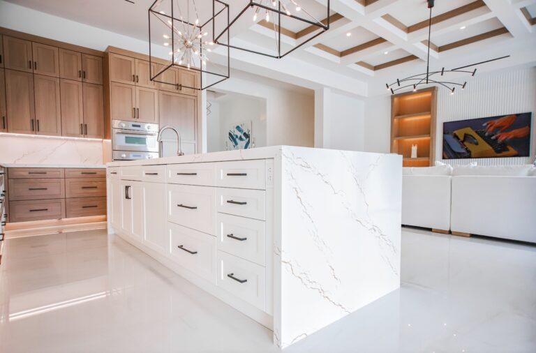 waterfall kitchen island