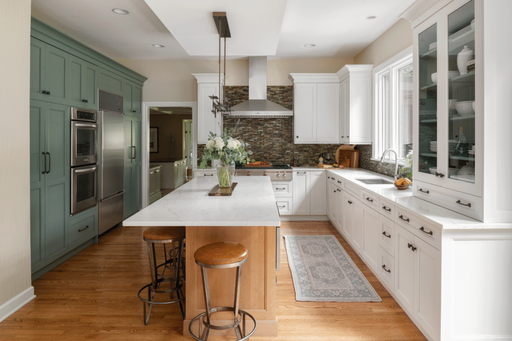 Wood floors in kitchen design idea