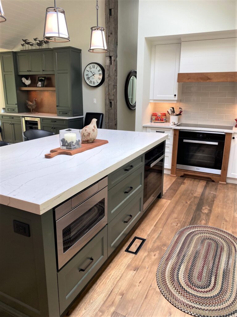 green kitchen island