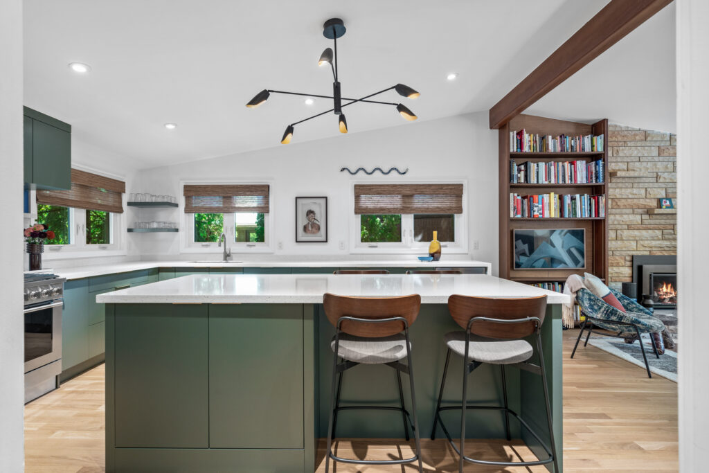 green kitchen island