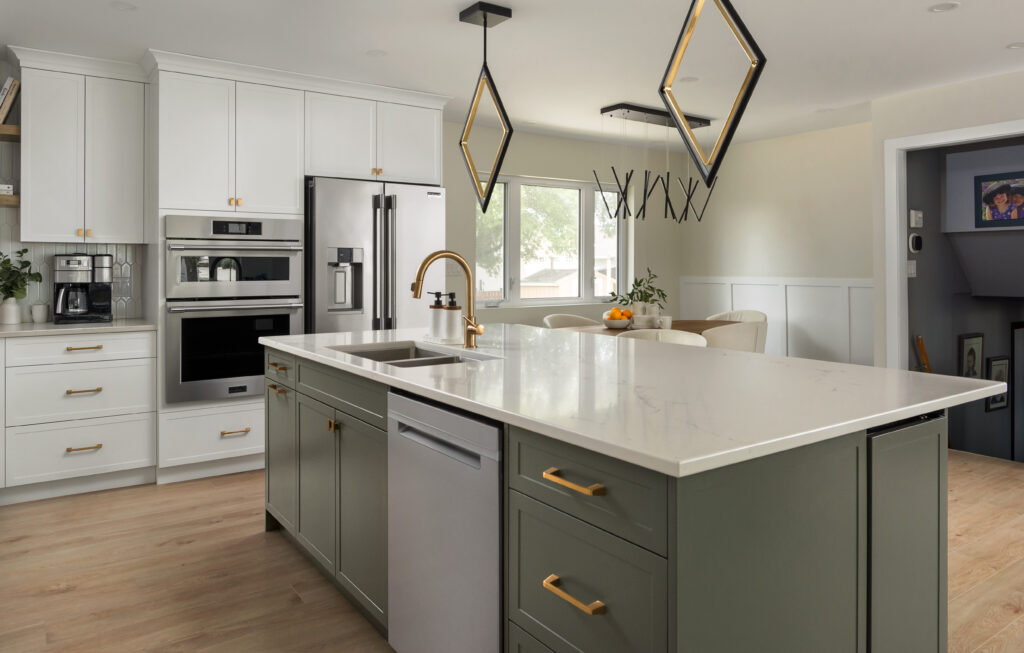 green kitchen island