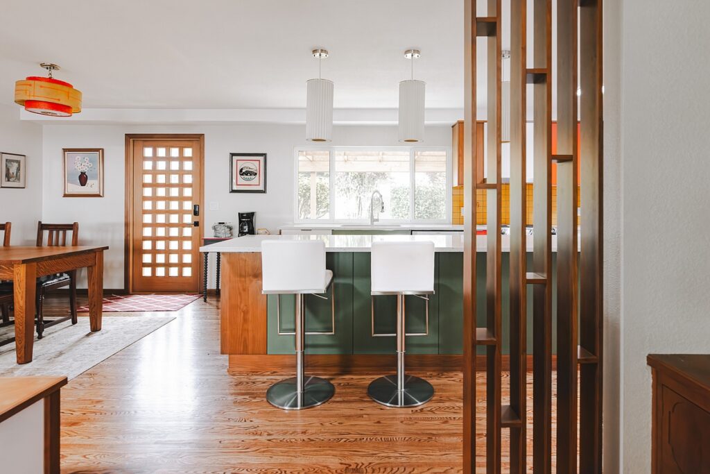 green kitchen island