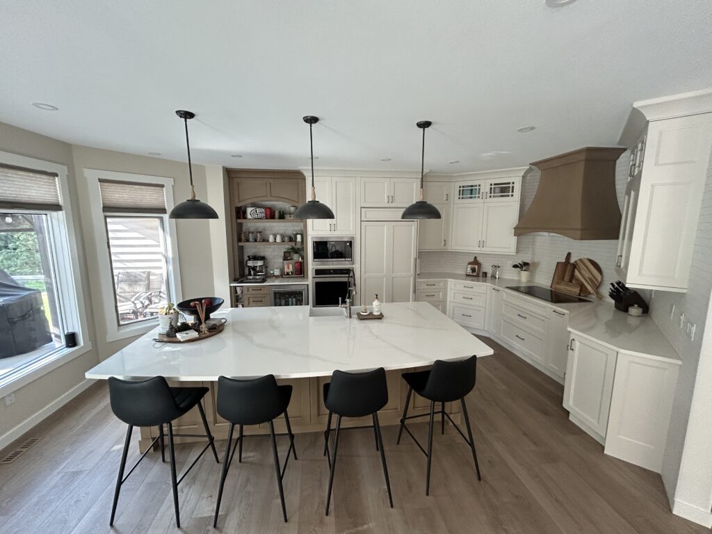quartz countertop and cabinet pairing custom kitchen idea wood