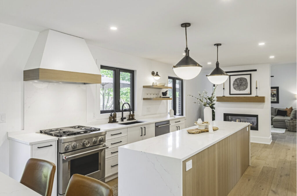 quartz countertop and cabinet pairing custom kitchen idea