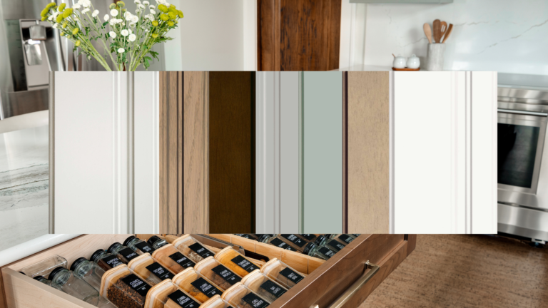 kitchen with cabinet samples showing how to choose the right material, range of materials, for custom kitchen